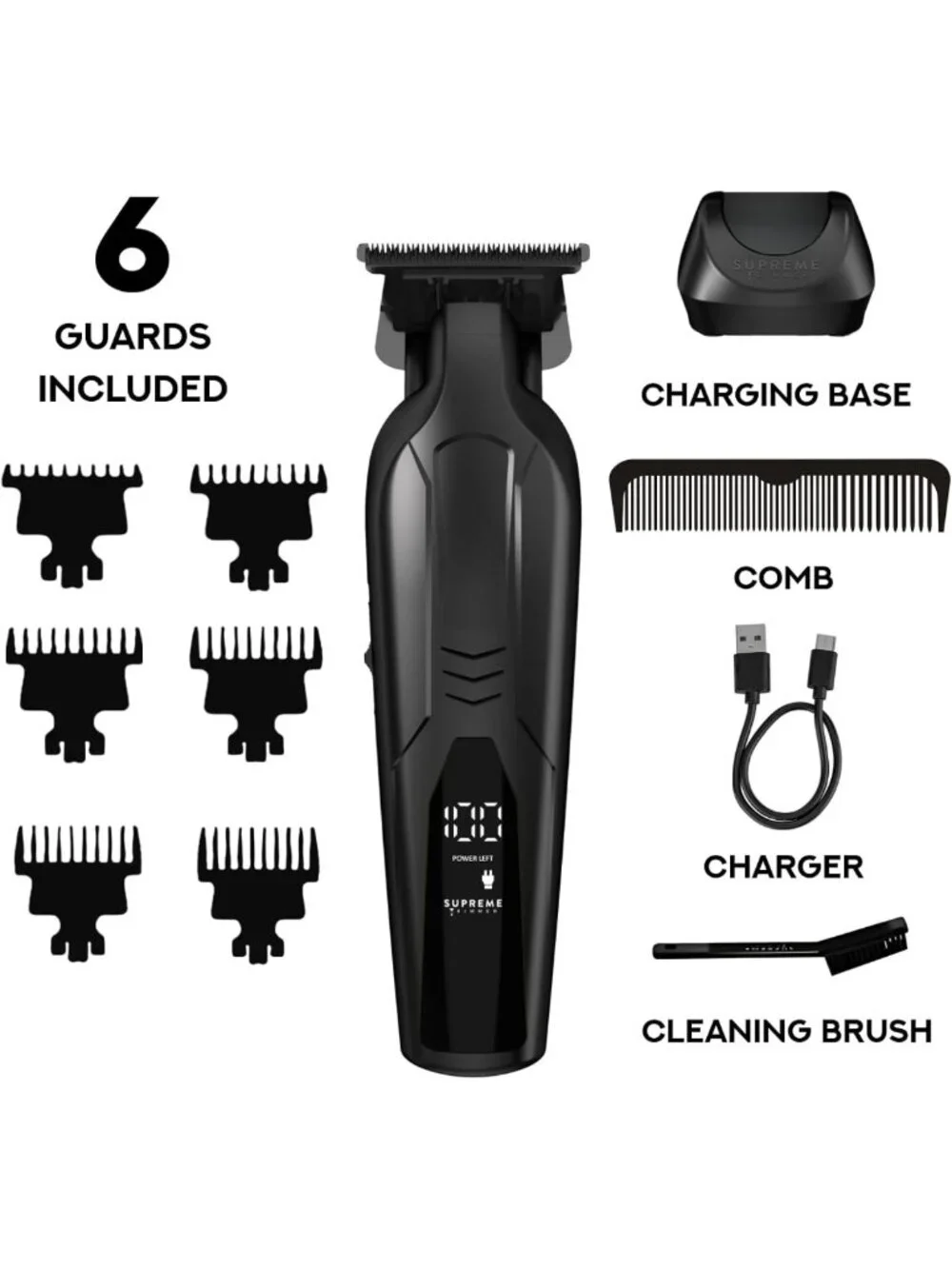 Professional Cordless Barber Trimmer - Ultra Sharp T-Blade, Fast Charge, 120 Min